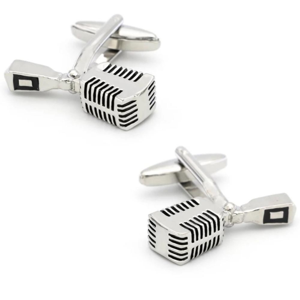 Timeless Microphone Stainless Steel Cuff Links - Picture 3 of 5